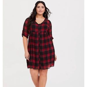 Torrid Plaid Chiffon Shirt Dress